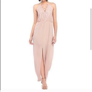 Lace Tank Front Slit Maxi Dress